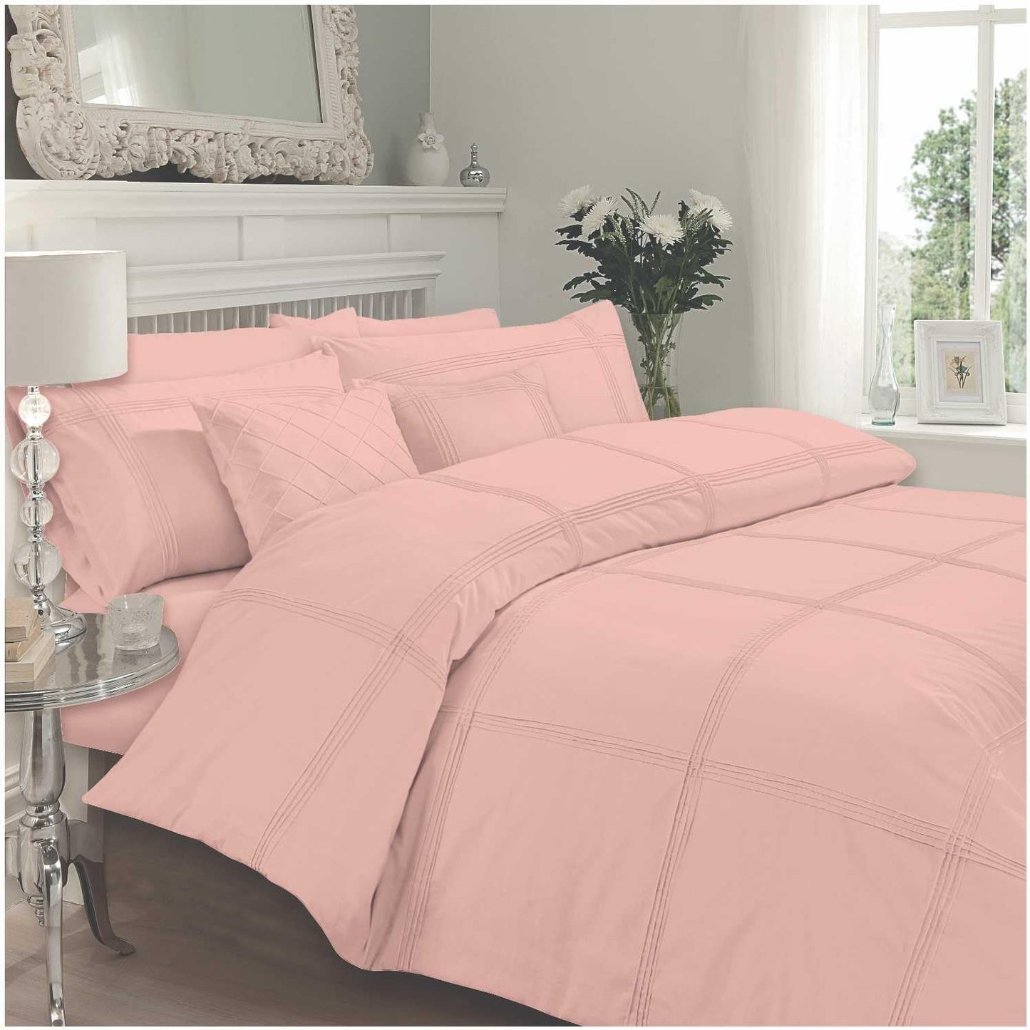 Elegant Grid-Stitch Breathable Duvet Cover Set