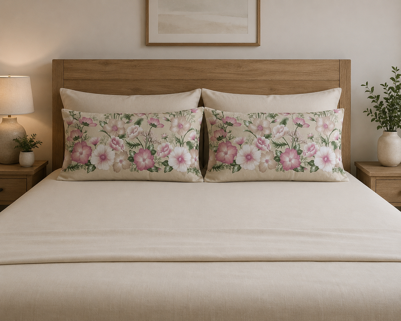 Linen Loft Blossom Beige Bedding Set - King Size