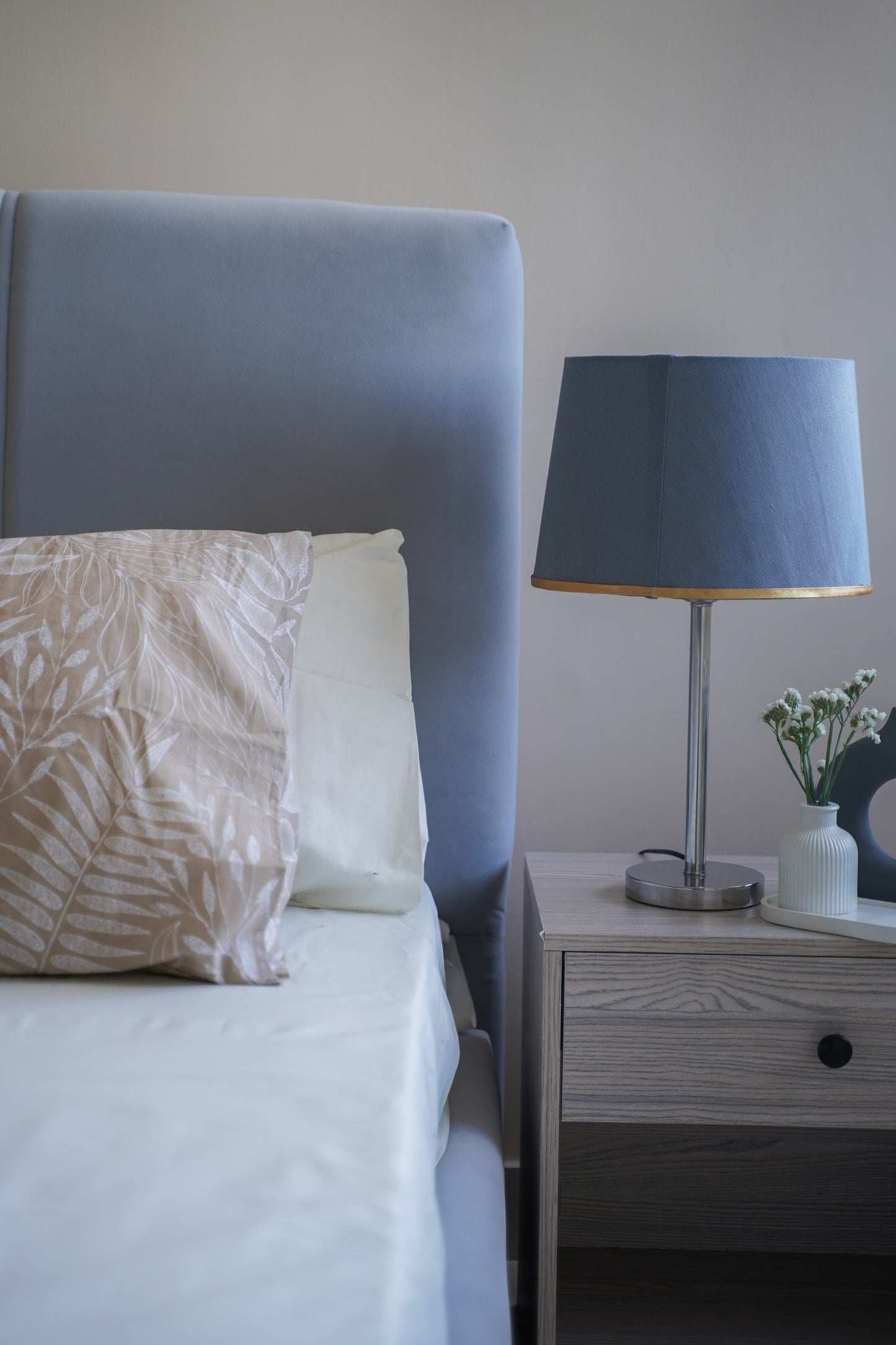 Pair Of Printed Leaf Pattern Pillowcases Natural