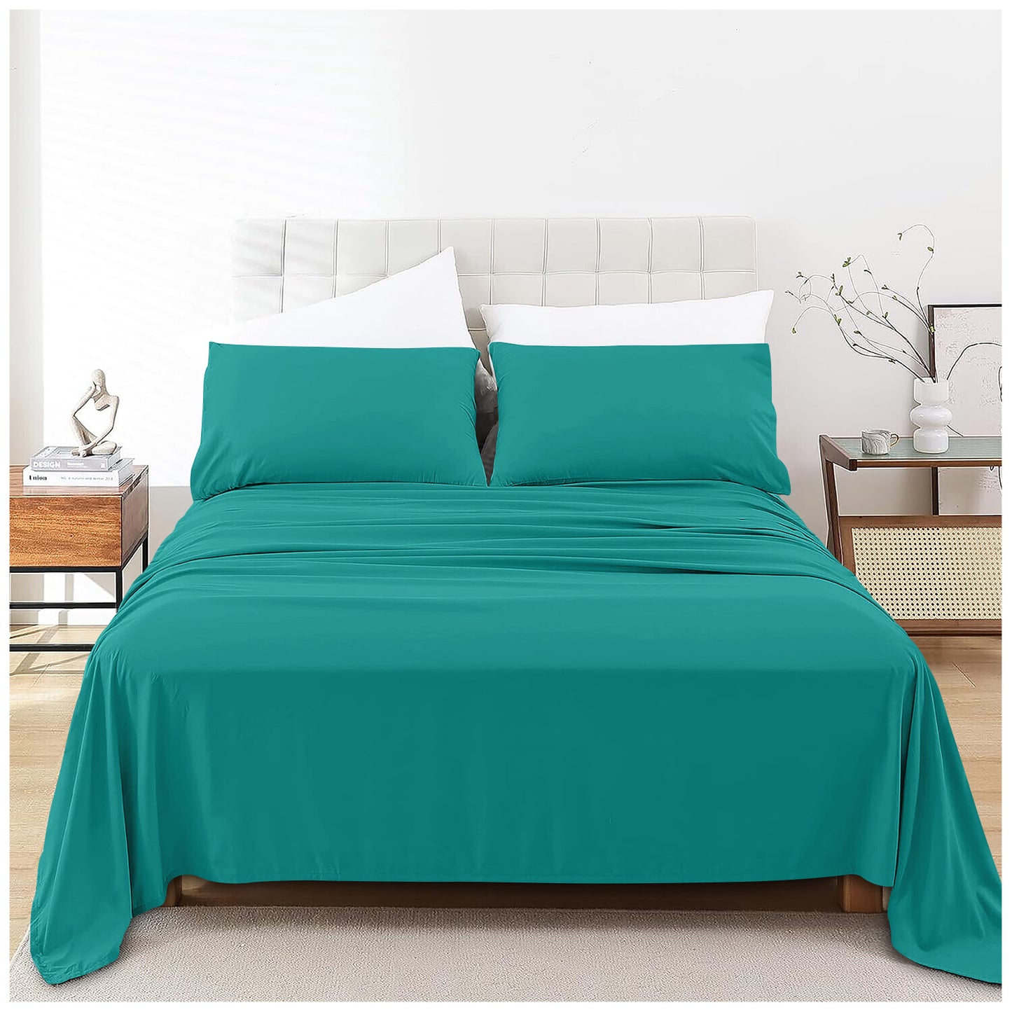 Plain Aura Flat Sheet Deep Teal