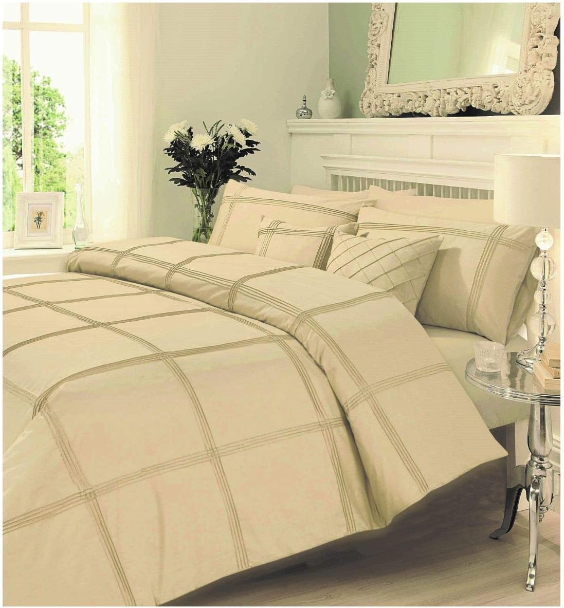 Elegant Grid-Stitch Breathable Duvet Cover Set