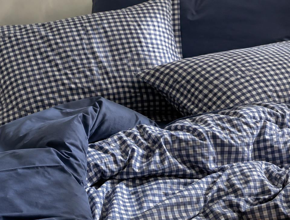 Linen Loft Gingham Duvet Set - Navy & White