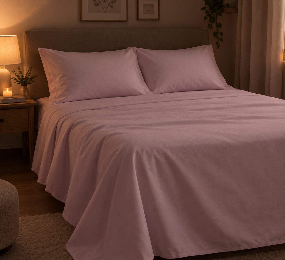 Linen Loft | Dusty Rose Flat Sheet Set - King