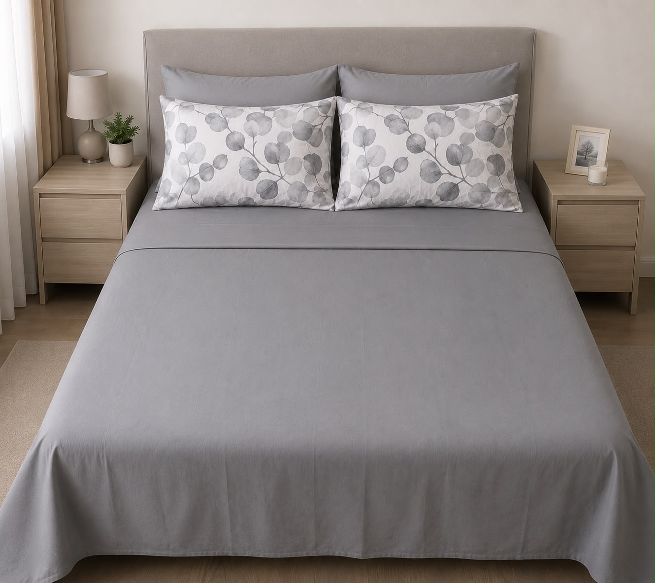 Linen Loft Silver Leaf Bedding Set - King Size