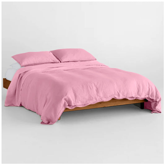 Linen Loft Elegant Blush Pink Duvet Set | Premium Microfiber Comforter Cover for Modern Bedrooms