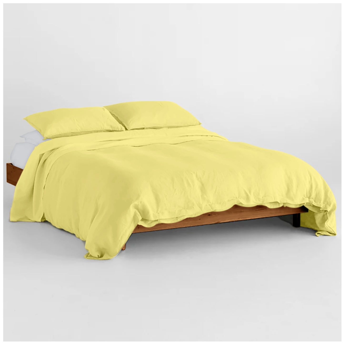 Linen Loft Lemon Dream Duvet Cover Set – Minimal, Cozy & Wrinkle-Free Microfiber Bedding