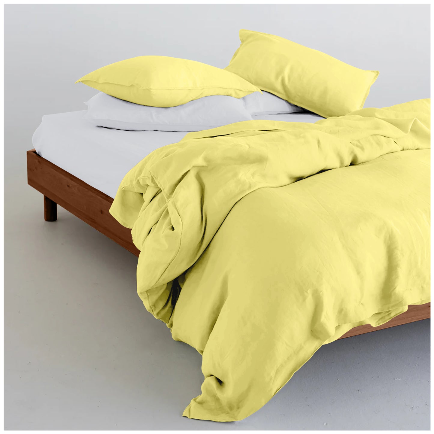 Linen Loft Lemon Dream Duvet Cover Set – Minimal, Cozy & Wrinkle-Free Microfiber Bedding
