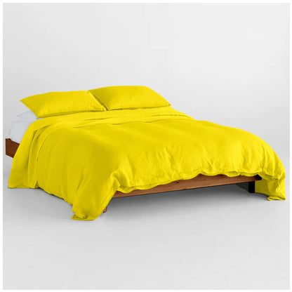 Linen Loft Yellow Microfiber Duvet Cover Set – Luxury Soft Bedding for a Cozy Bedroom