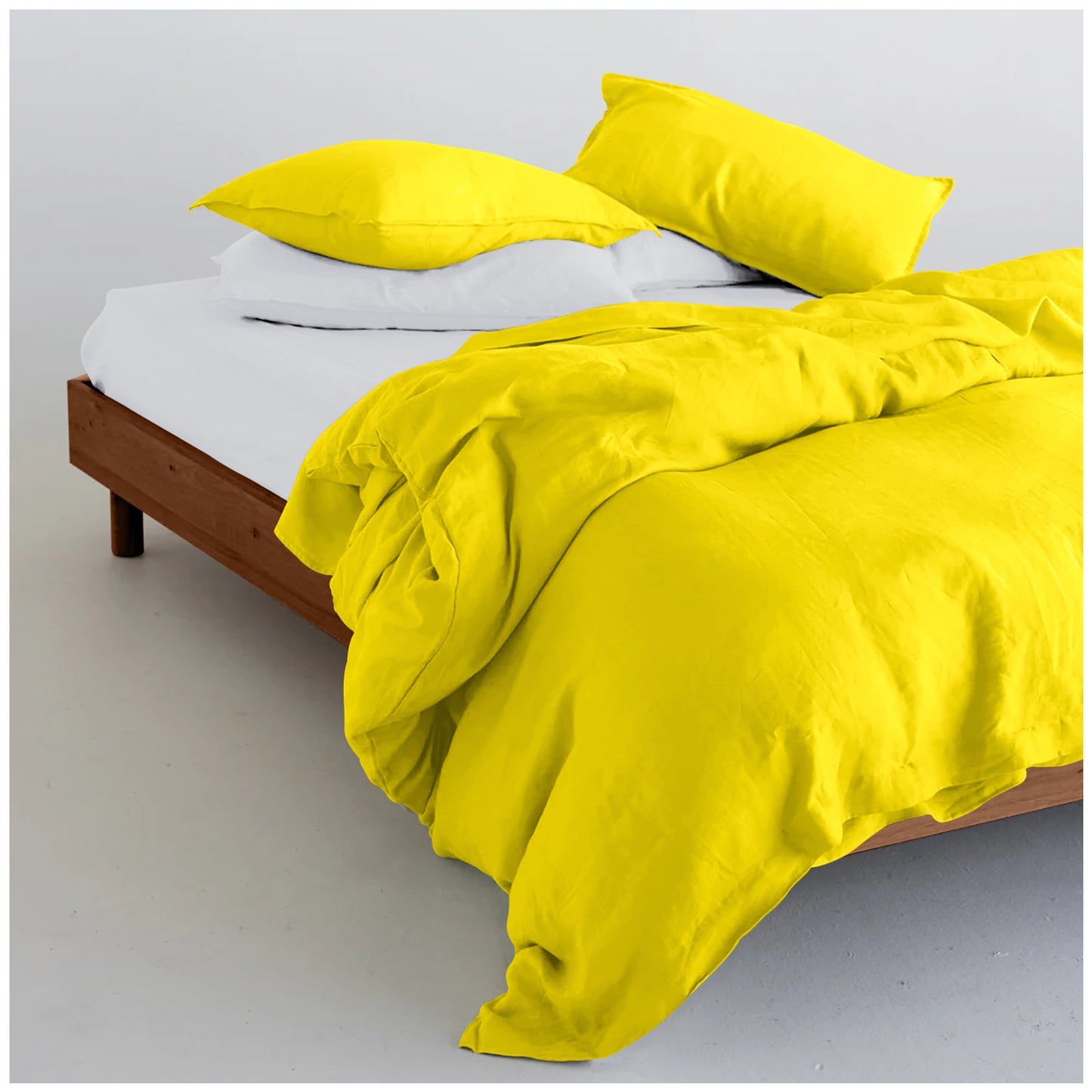 Linen Loft Yellow Microfiber Duvet Cover Set – Luxury Soft Bedding for a Cozy Bedroom