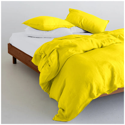 Linen Loft Yellow Microfiber Duvet Cover Set – Luxury Soft Bedding for a Cozy Bedroom