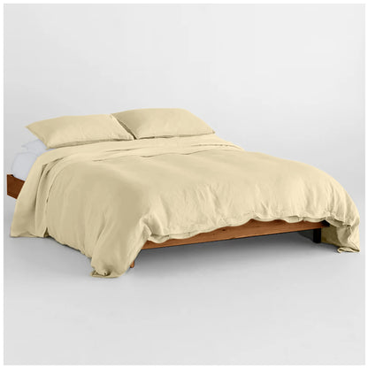 Linen Loft Cozy Cream Duvet Cover Set | Minimalist Design, Lasting Softness