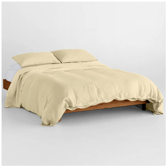 Linen Loft Cozy Cream Duvet Cover Set | Minimalist Design, Lasting Softness