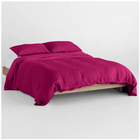 Linen Loft Fuschia Glow Duvet Cover Set | Vibrant, Soft & Insta-Ready Bedroom Vibes