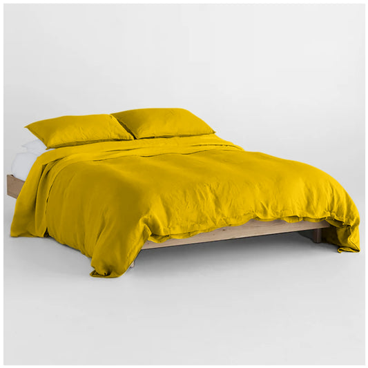 Linen Loft Ochre Luxury Bedding Set – Ultra-Soft Microfiber Vibes for a Cozy Room Glow-Up