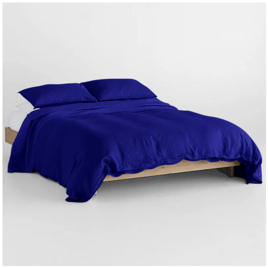 Linen Loft Royal Blue Duvet Cover Set | Chic, Lightweight & Easy-Care Microfiber Bedding