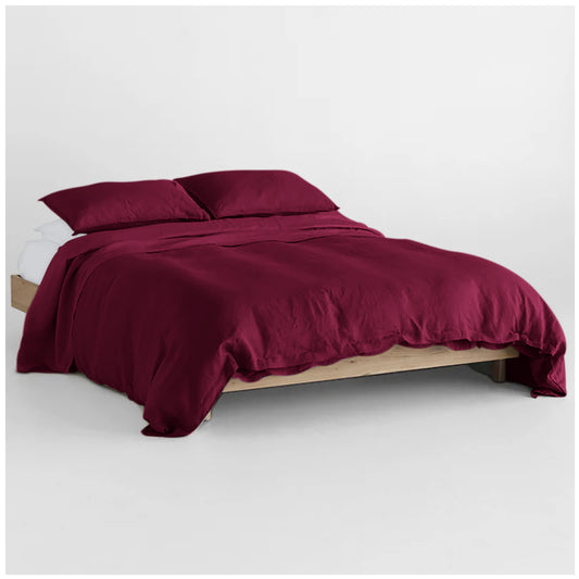 Linen Loft Warm Wine Duvet Cover Set | Modern Elegance for Everyday Comfort