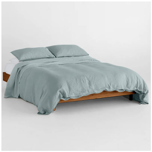 Linen Loft Classic Aqua Duvet Cover Set | Luxurious Comfort & Minimalist Style