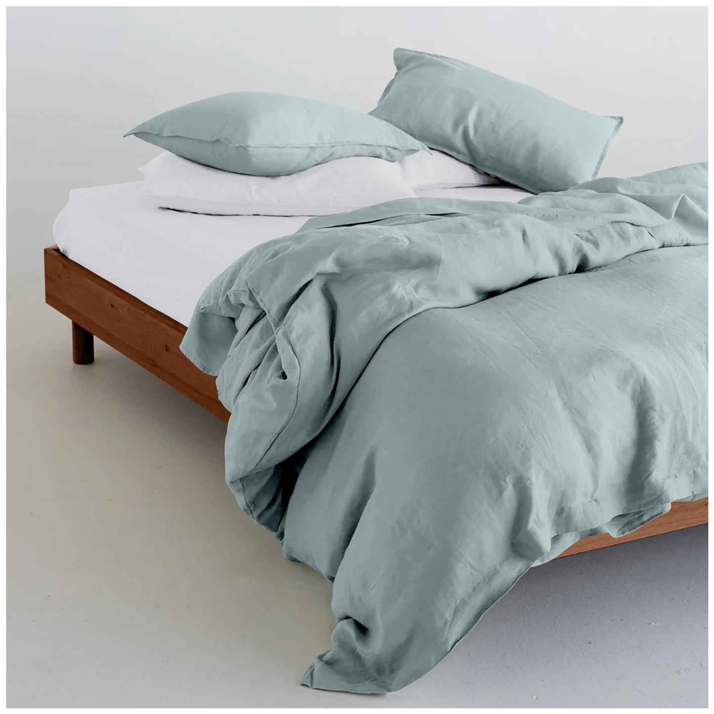 Linen Loft Classic Aqua Duvet Cover Set | Luxurious Comfort & Minimalist Style