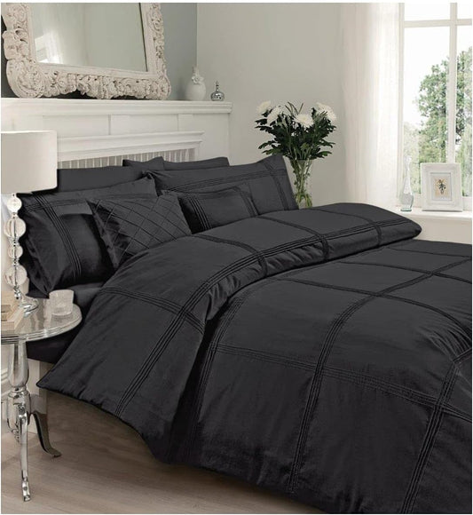 Elegant Grid-Stitch Breathable Duvet Cover Set