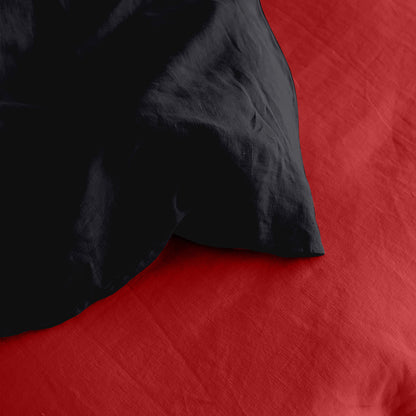 Black Duvet Set With Red Fitted Sheet - King Size