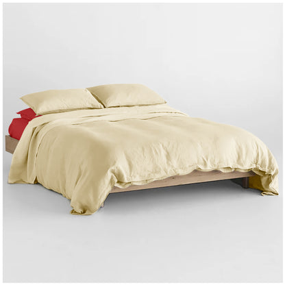 Cream Duvet Set With Red Fitted Sheet - King Size