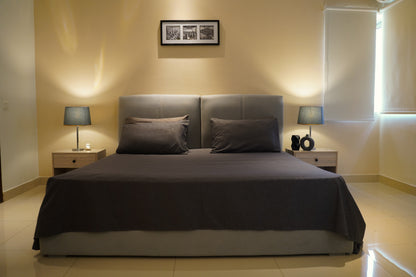 Embossed Charcoal Bed Sheet Set