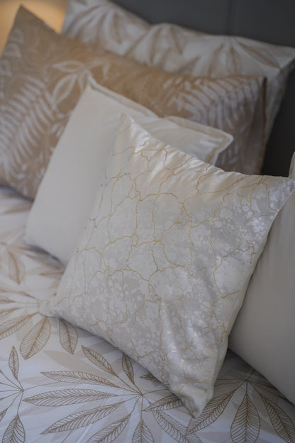 Printed Leaf Bed Sheet Set Cream
