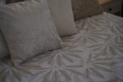 Printed Leaf Bed Sheet Set Cream