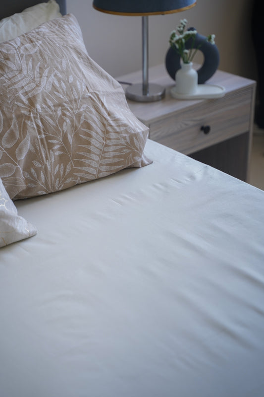 Pair Of Printed Leaf Pattern Pillowcases Natural