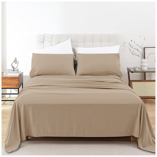 Linen Loft Beige Flat Sheet - King size