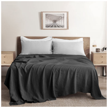 Plain Aura Flat Sheet Charcoal