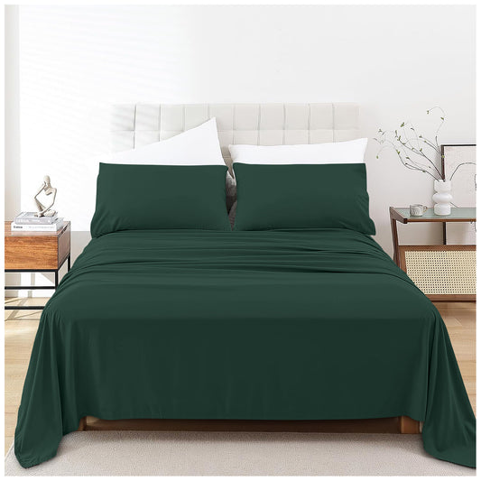 Linen Loft Dark Green Flat Sheet - King size