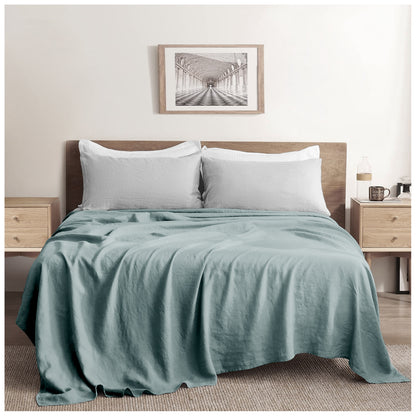 Plain Aura Flat Sheet Duck Egg