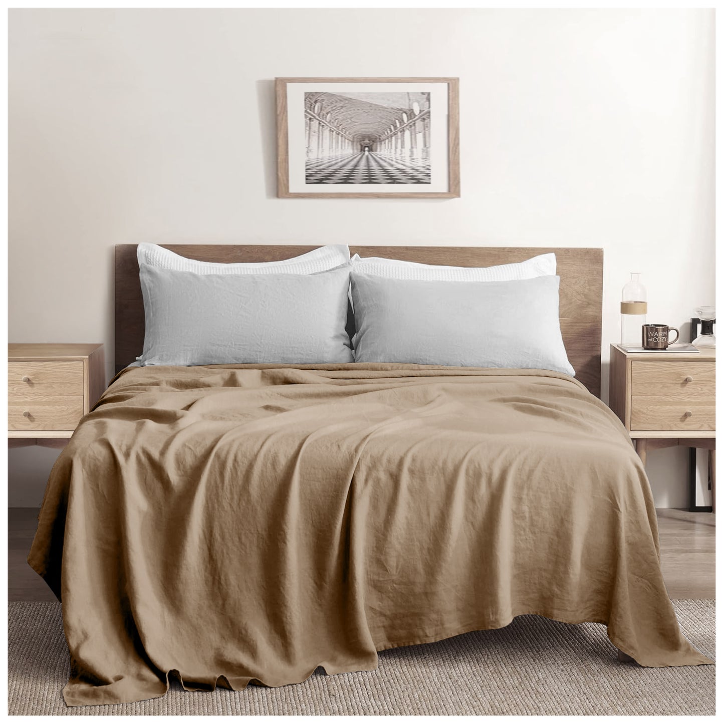 Linen Loft Beige Flat Sheet - King size
