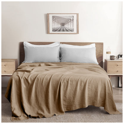 Linen Loft Beige Flat Sheet - King size