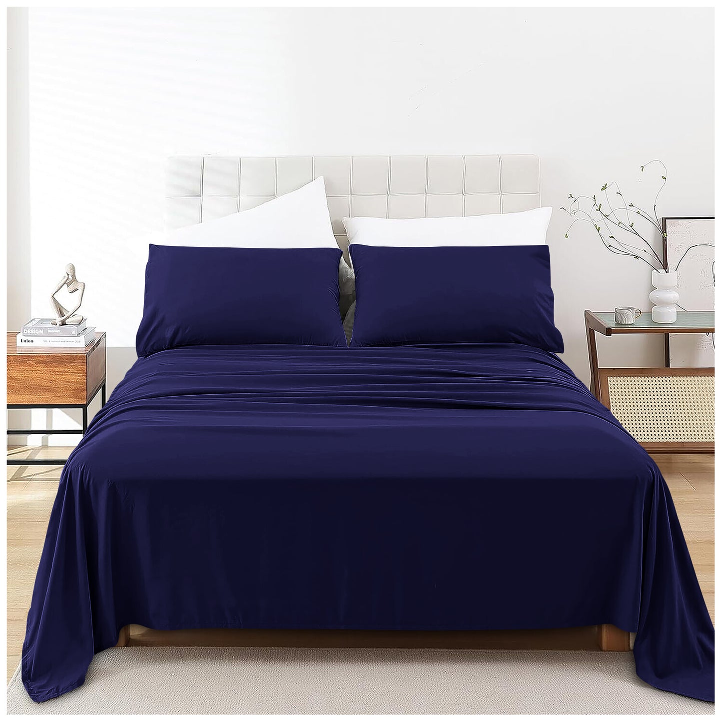 Linen Loft Navy Flat Sheet - King size