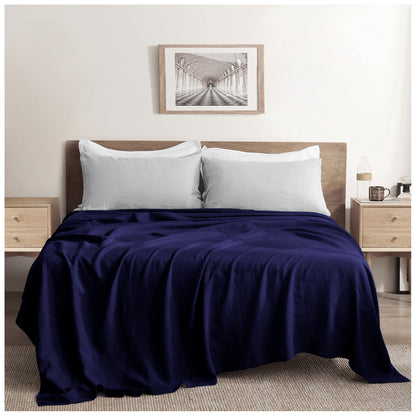 Linen Loft Navy Flat Sheet - King size
