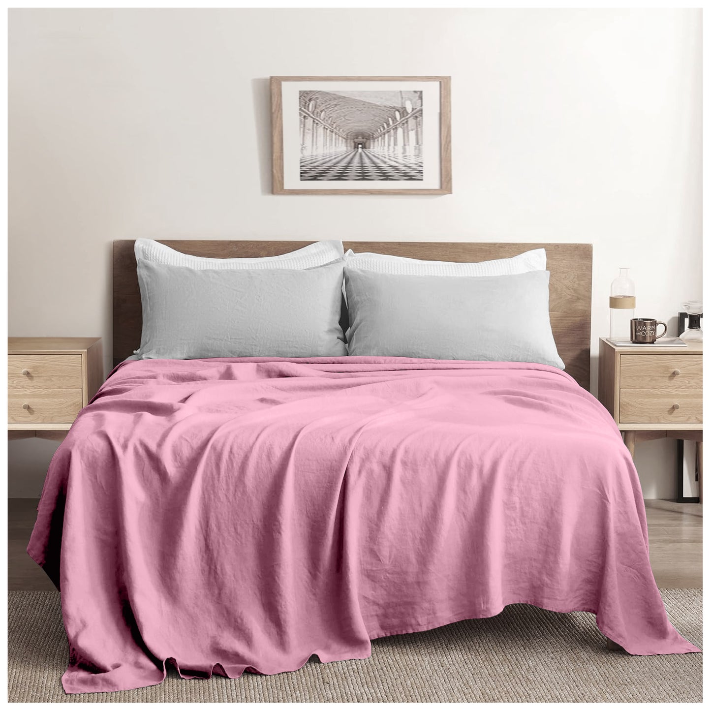 Linen Loft Pink Flat Sheet - King size