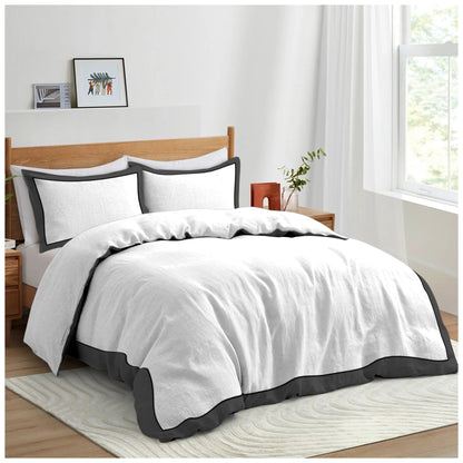 Linen Loft Monarch Premium Duvet set | White & Charcoal Modern Hotel-Style Bedding