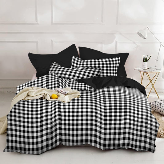 Linen Loft Elegant Check Duvet Cover Set | Chic Black & White Bedroom Look