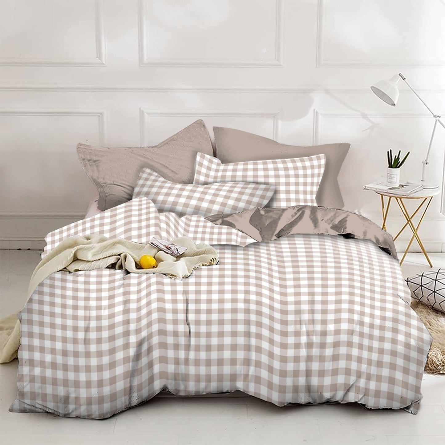 Linen Loft Signature Natural Gingham Bedding Set | Effortless Comfort & Style