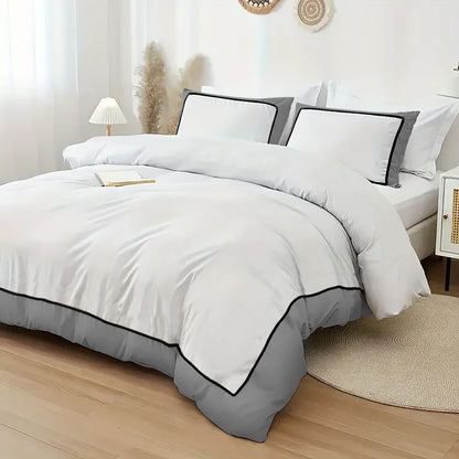 Linen Loft Monarch Hotel Collection | Premium White Duvet Set with Grey Accents