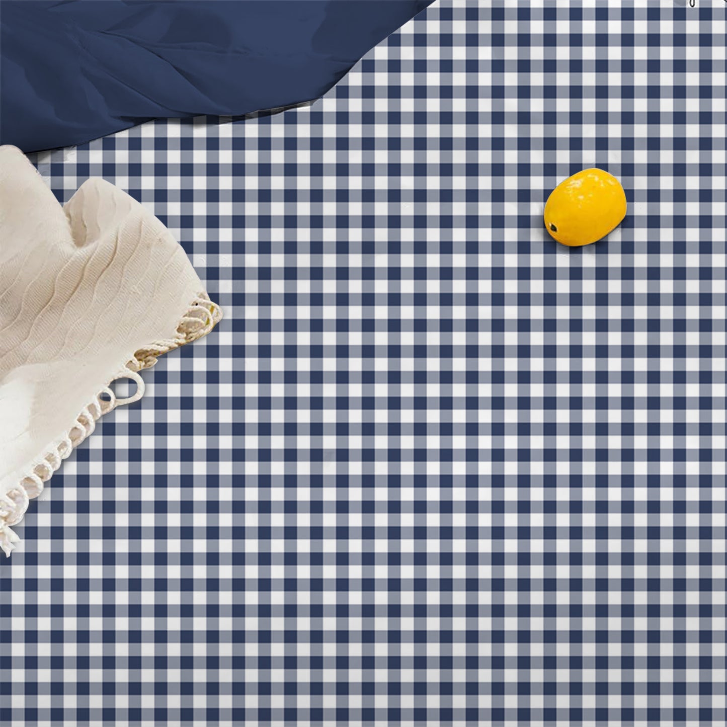 Linen Loft Gingham Duvet Set - Navy & White Checkered Design with Pillow Covers