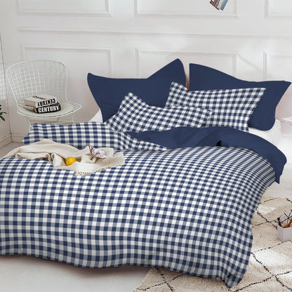 Linen Loft Gingham Duvet Set - Navy & White Checkered Design with Pillow Covers