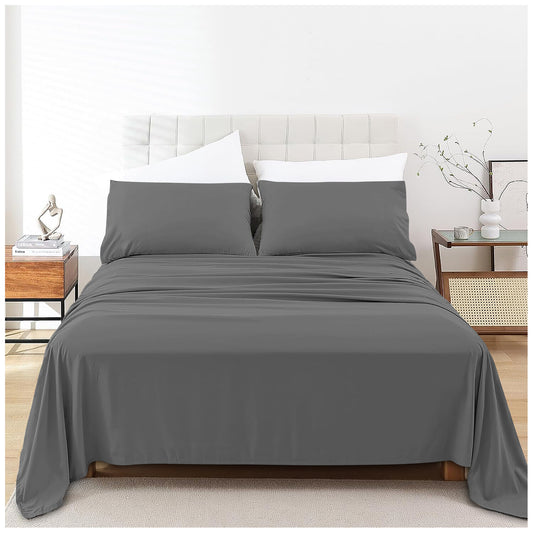 Plain Aura Flat Sheet Charcoal