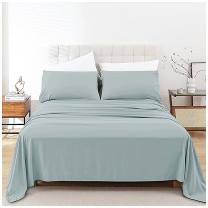 Plain Aura Flat Sheet Duck Egg