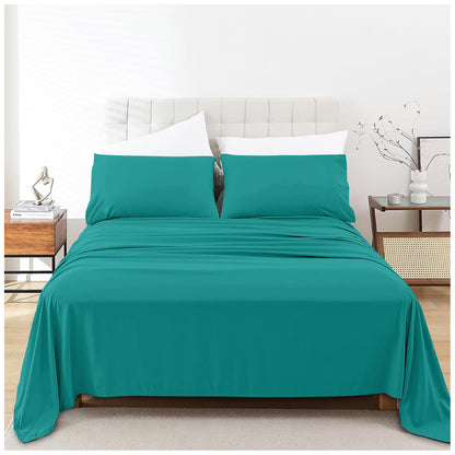 Plain Aura Flat Sheet Deep Teal
