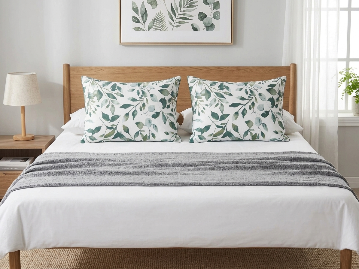 Linen Loft Botanical Leaf Pillowcase Pair.