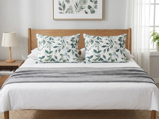 Linen Loft Botanical Leaf Pillowcase Pair.