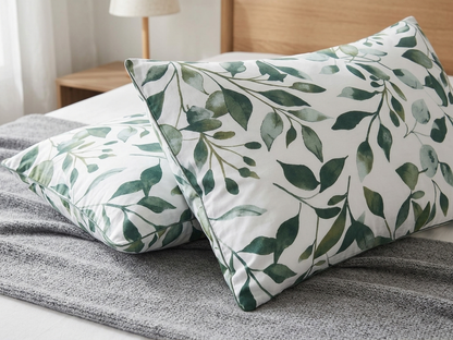 Linen Loft Botanical Leaf Pillowcase Pair.